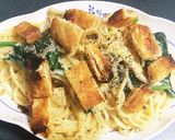 油揚げとほうれん草の濃厚クリームパスタ作り方14写真