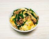 豚ひき肉のニラ玉丼作り方6写真