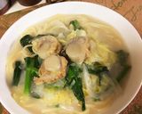 菜の花とホタテのクリームスープパスタ作り方7写真