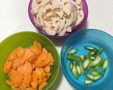 れんこんとにんじんのマヨポン炒め作り方1写真