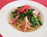 マンガ飯～塩辛とベーコンと菜の花パスタ～作り方6写真