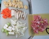 簡単！早い！エリンギ、長ネギ入りカレー丼作り方1写真