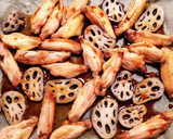鶏手羽中と蓮根のオーブン焼き鳥！簡単〜♪作り方4写真