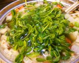 豆苗とカラーピーマンのスープ。作り方3写真