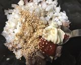 簡単おつまみ☆鰹のタタキのユッケ作り方2写真
