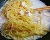 桜塩漬けとクリームチーズの春パスタ作り方4写真