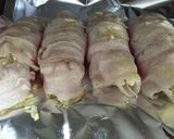 グリーンバナナの粉入り豚バラキャベツ巻き作り方5写真