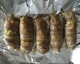 グリーンバナナの粉入り豚バラキャベツ巻き作り方6写真