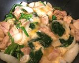 ほうれん草入り新玉ねぎの親子丼作り方9写真