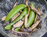 レンジで簡単！スナップえんどう椎茸チーズ作り方3写真