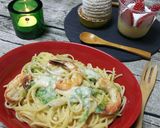 生アオサと海老の豆乳クリームパスタ♪作り方7写真
