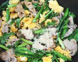 豚肉とニラの甘辛炒め・たまご入り。作り方5写真