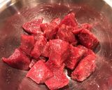 カレー風味 牛もも角切りサイコロステーキ作り方1写真
