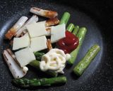 竹輪とアスパラのケチャマヨチーズ作り方3写真