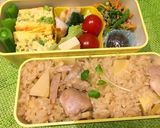 鶏肉でだしいらず☆ごま香る〜たけのこご飯作り方15写真