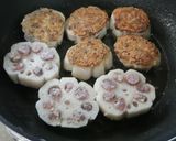 ✿ぶりのミンチ詰め焼き花れんこん✿作り方5写真