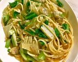 たけのことアサリ、小松菜の和風パスタ作り方7写真