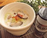 春キャベツときのこのミルクコンソメスープ作り方4写真