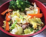 超簡単！肉と野菜の卵とじ丼！作り方4写真