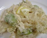 鶏肉とそら豆のレモンクリームソースパスタ作り方6写真