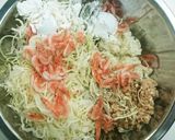 桜えび香る豆腐とはんぺんの納豆お好み焼き作り方3写真