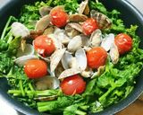 簡単菜の花とトマトでアサリの白ワイン蒸し作り方8写真