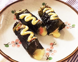 明太チーズもちの紫蘇のりマヨ焼き作り方4写真