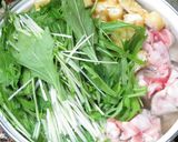 水菜と油揚げと豚三枚肉薄切りの手間なし鍋作り方4写真