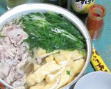 水菜と油揚げと豚三枚肉薄切りの手間なし鍋作り方6写真