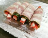 お弁当に♪カニかまと海苔のベーコン巻き作り方2写真