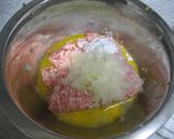 白菜と鶏ひき肉の重ね煮＊きのこあんかけ　作り方1写真
