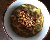 カレーうどんの焦がし納豆のせ作り方5写真