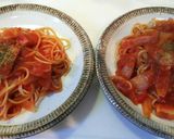 ブロックベーコンと新玉ねぎのトマトパスタ作り方8写真