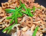 蓮根と豚肉のオイスター炒め作り方4写真