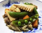 旬の優しいお味です♡筍と人参と豚肉の煮物作り方9写真