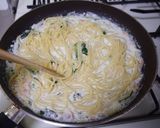 簡単＊サーモンほうれん草のクリームパスタ作り方4写真