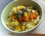 南瓜と玉蜀黍と大麦入り玄米ご飯作り方3写真