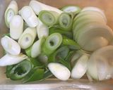 俺流!豚肉と葱のうま塩ドレッシング炒め作り方1写真