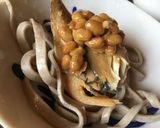 納豆と鯖のてり煮の蕎麦作り方2写真