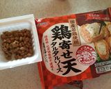 納豆と鶏よせ天の蕎麦（タルタルソース）作り方1写真