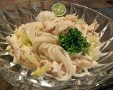 節約簡単昼食！葱塩鶏の温&冷うどん/素麺作り方7写真