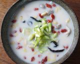 鶏白湯で漢方風雑炊作り方3写真