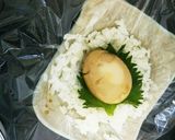 お月見おにぎりな味玉煮卵の爆弾おにぎり作り方1写真