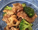プルコギのタレ豚肉 蓮根ブロッコリー炒め作り方5写真