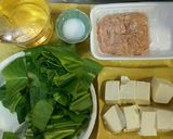簡単♡小松菜＆豆腐の鶏そぼろあん風〜♪作り方1写真