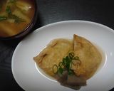 挽き肉詰めて油揚げの巾着煮込み作り方15写真
