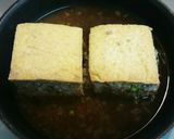 簡単‼挽き肉厚揚げサンドの玉子とじ煮作り方5写真