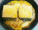 簡単‼挽き肉厚揚げサンドの玉子とじ煮作り方6写真