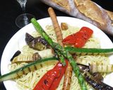 オリーブ油と塩で食べる美味野菜焼きパスタ作り方13写真