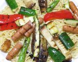 オリーブ油と塩で食べる美味野菜焼きパスタ作り方14写真